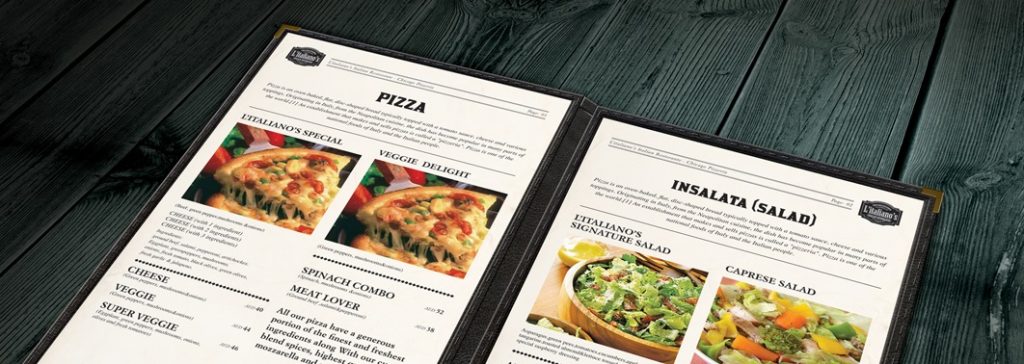 restaurant menu display