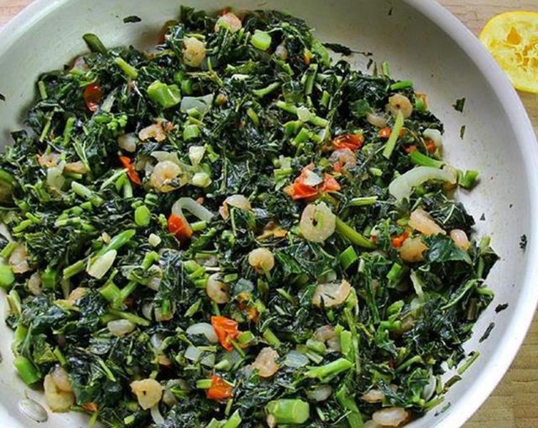 Callaloo dish with fish today food recipes