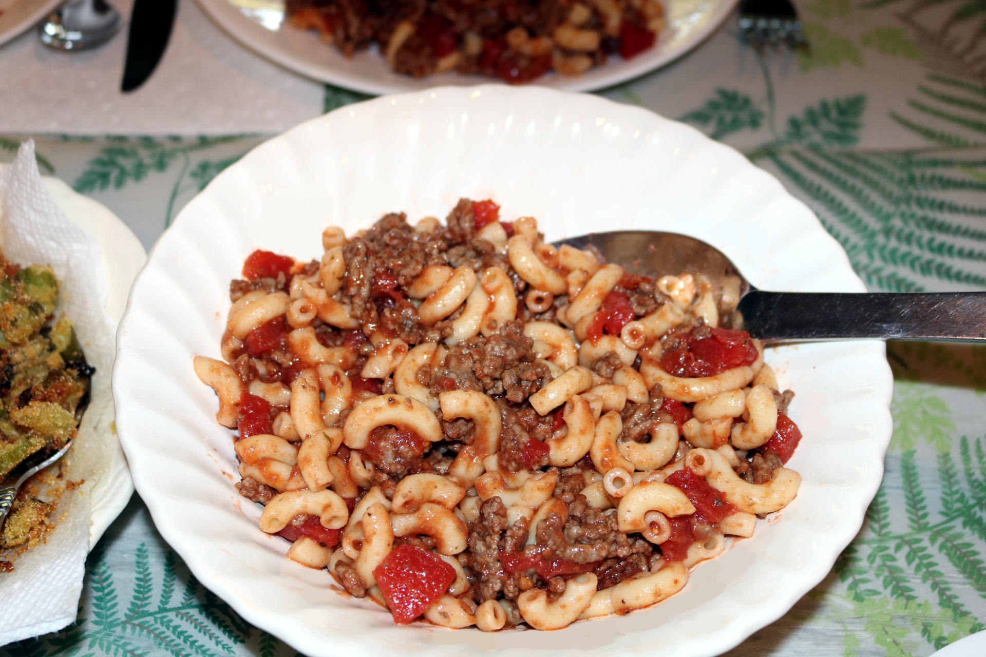 making goulash in a plate serving