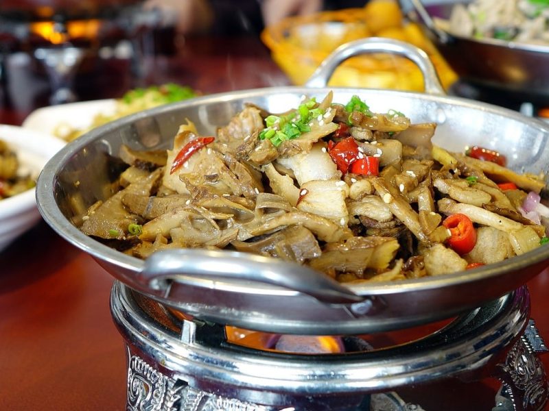 asia food in pot