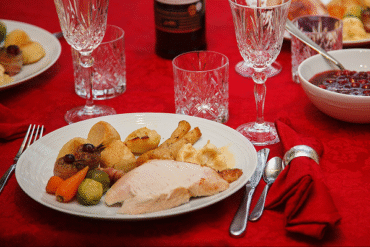 Christmas dish with cutlery