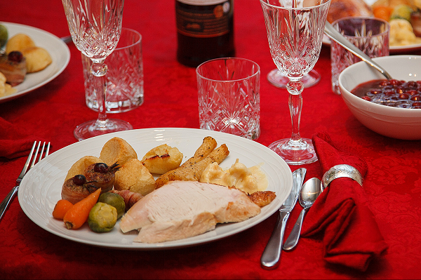 Christmas dish with cutlery