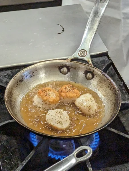 frying food in a pan