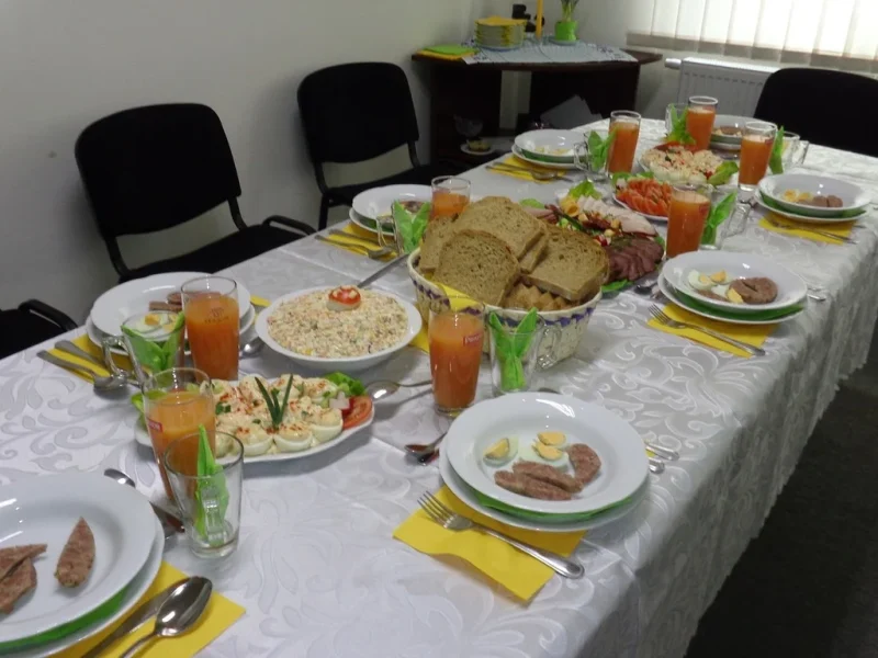food on family dining table
