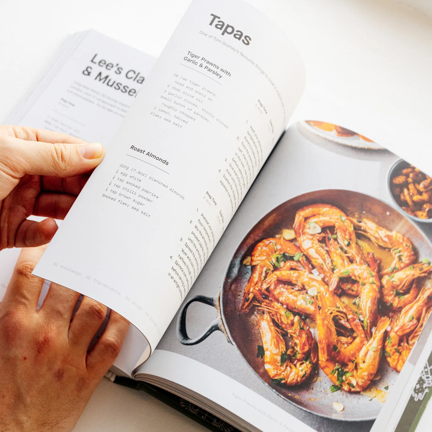 cookbook showing shrimp recipes