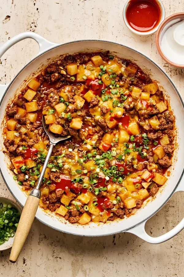 ground beef and onion recipe in a bowl