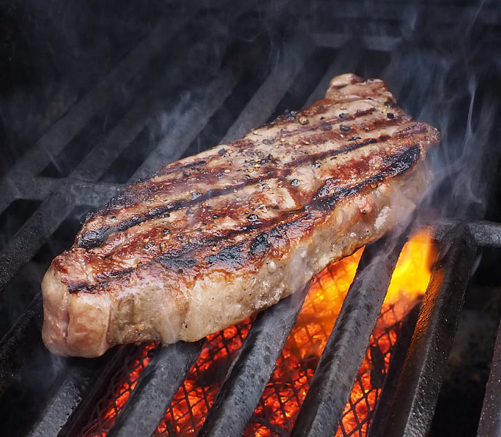steak on fire