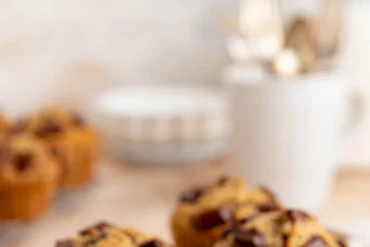 chocolate chip banana muffins recipes on a table