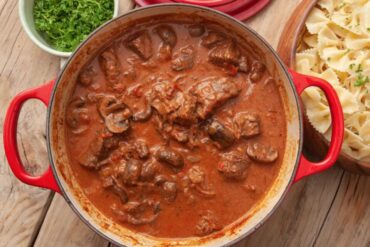 goulash meal in a sauce pan