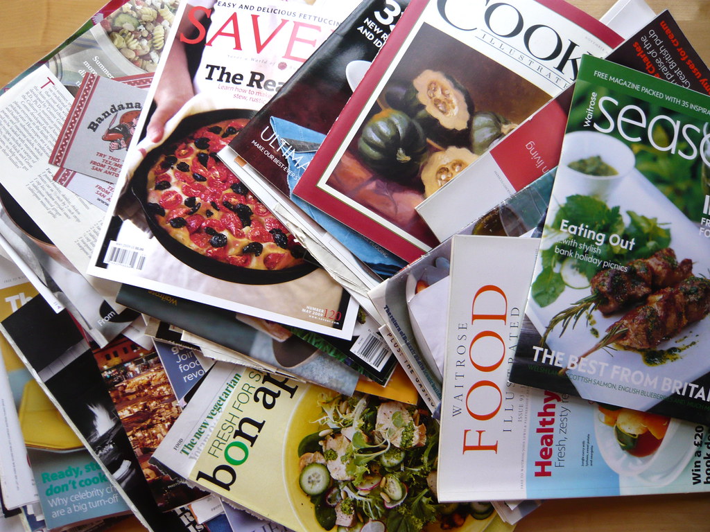 A collection of food magazines