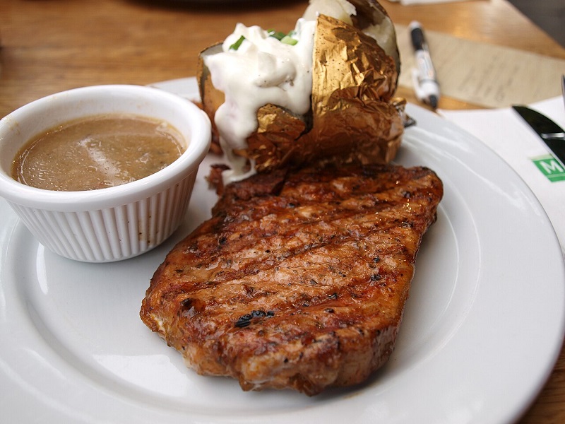 A steak meal on a plate