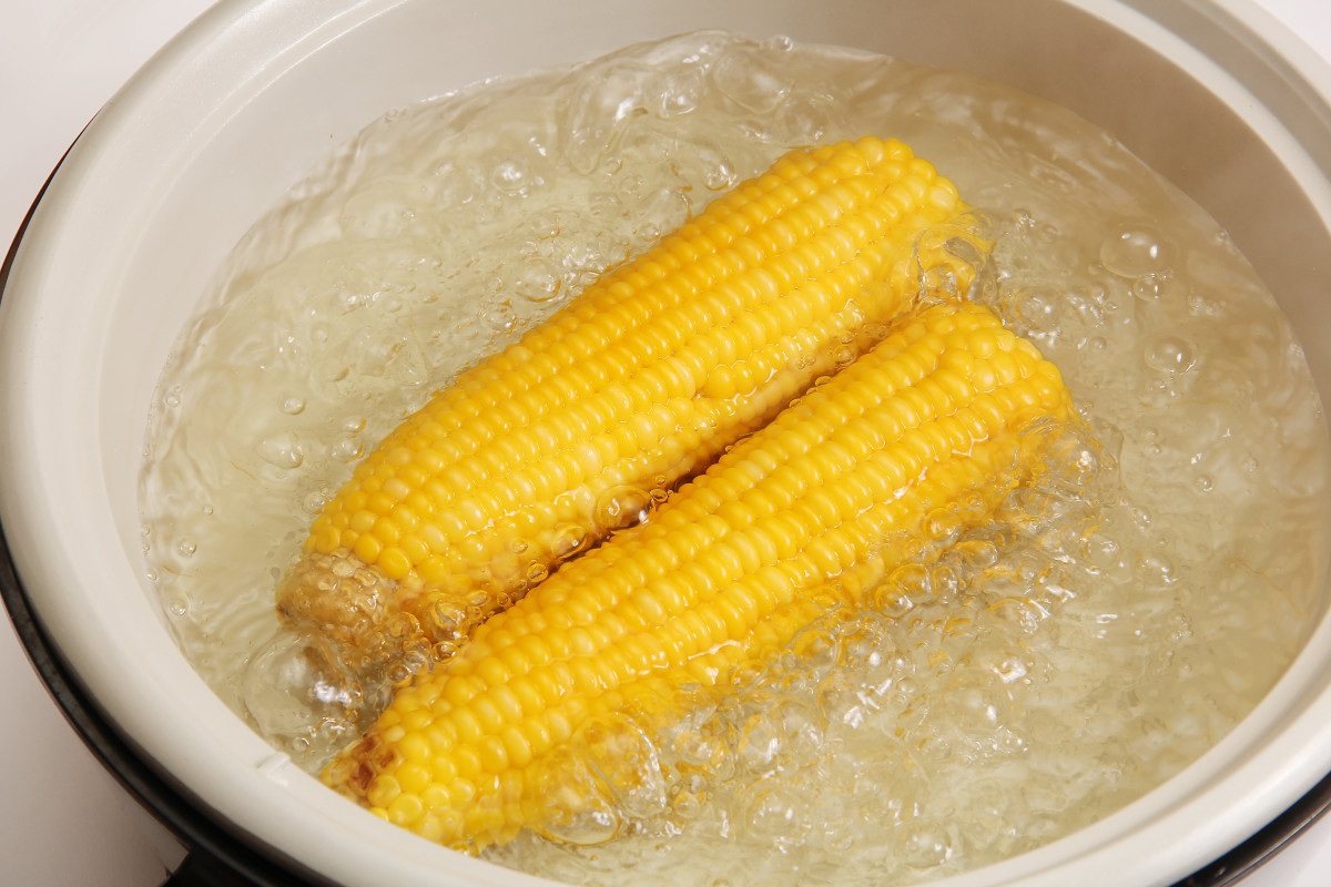 Boiled corns on a plate