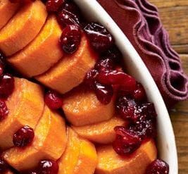 Marshmallows and sweet potato casserole meal