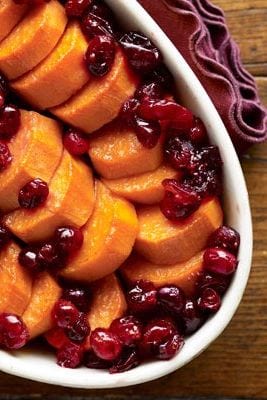 Marshmallows and sweet potato casserole meal