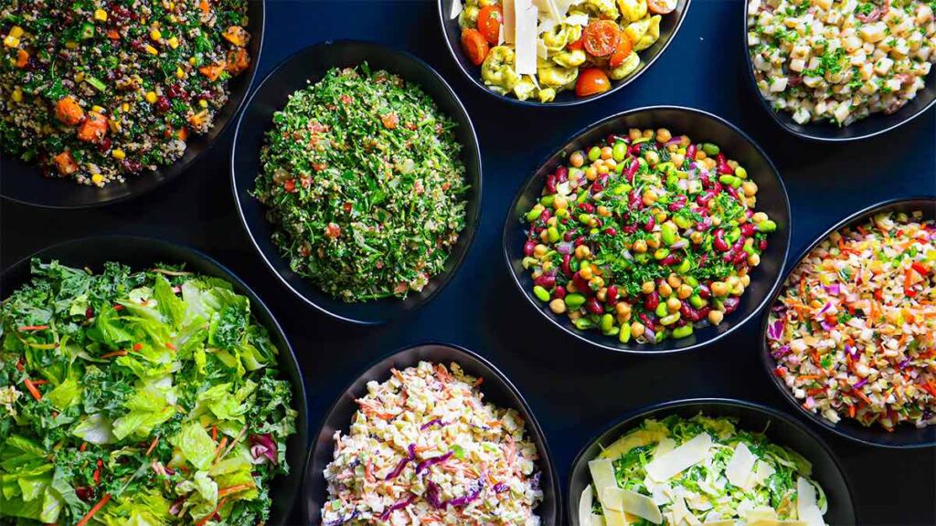 Several bowls of Mediterranean Quinoa Power Bowls