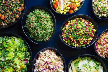 Several bowls of Mediterranean Quinoa Power Bowls
