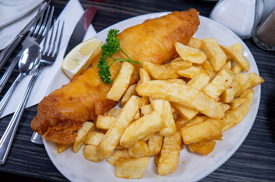 Fish and chip with cutlery