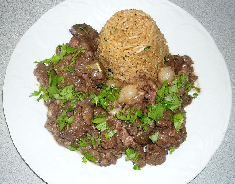 Beef leftover steak with rice
