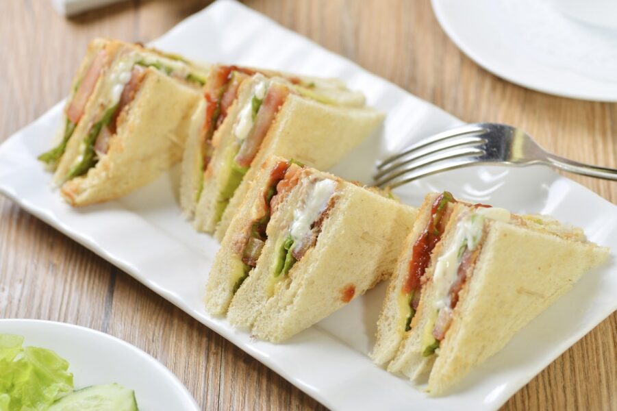 Sandwiches arranged in a row