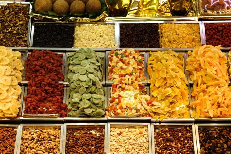 Dried food items in a store