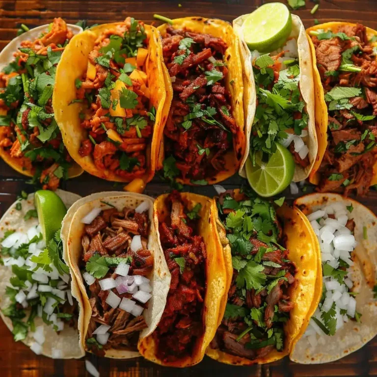 Tacos arranged in rows on a table