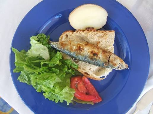 A plate of canned seafood salad