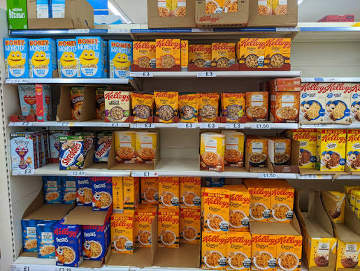 Ready to eat meals displayed at a shop