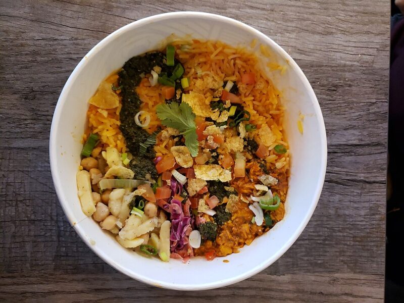 Vegetable rice bowl as a ready to eat meal