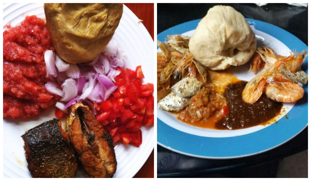 A collage of the two kenkey types in Ghana