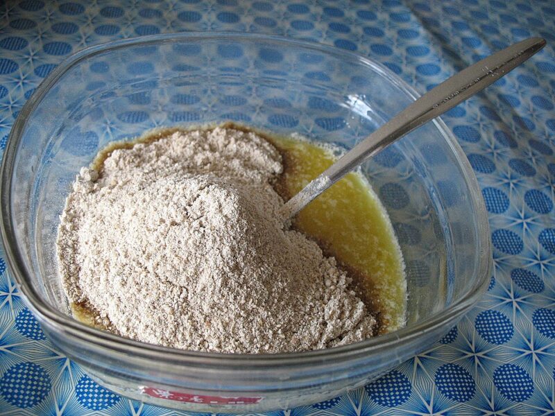Corn meal ingredients in a bowl